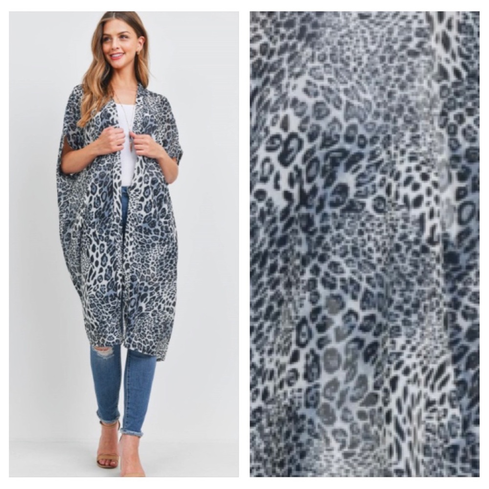 WOW Animal Print Soft Kimono Wrap Swim Coverup Robe Cardigan Sleeves OSFM S-3XL - Picture 4 of 7